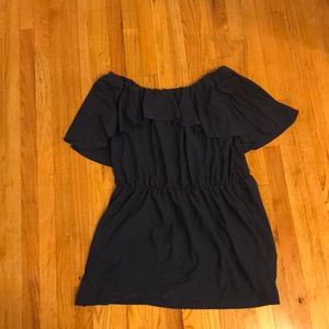 Asos Navy Off The Shoulder Dress